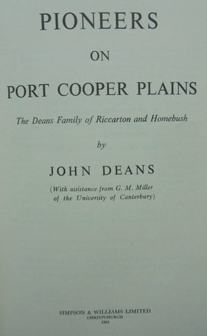 Pioneers on Port Cooper Plains The Deans family of Riccarton by John Deans.