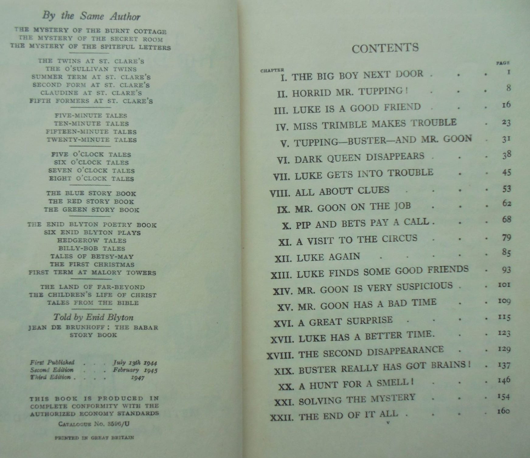 The Mystery of the Disappearing Cat by Enid Blyton. 1947