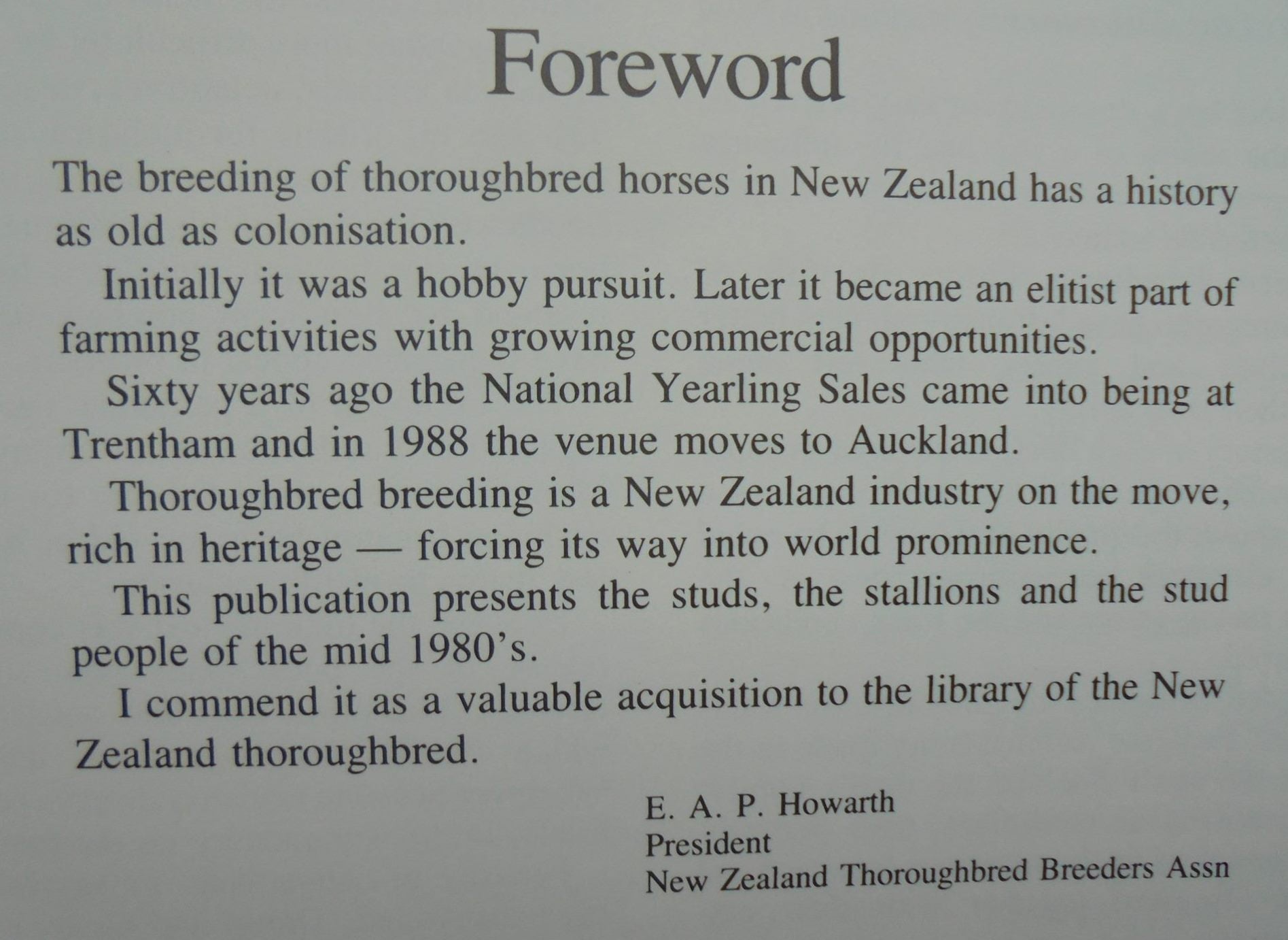 The Thoroughbred Stallions And Studs Of New Zealand. By Bill Cox