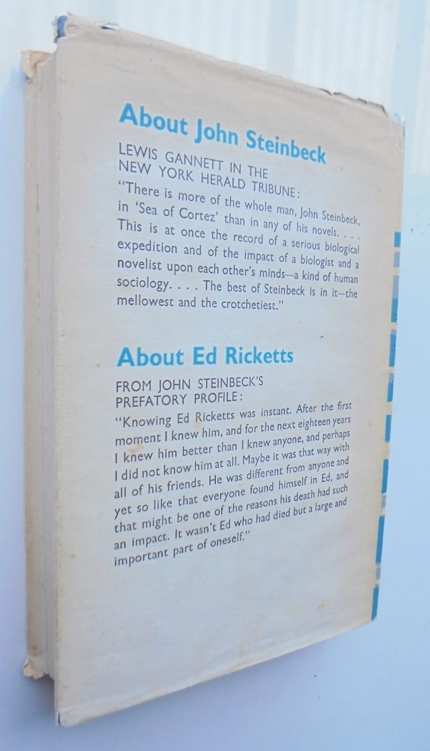 The Log from The Sea of Cortez - The narrative portion of the book Sea of Cortez with a profile "about Ed Ricketts" by John Steinbeck.