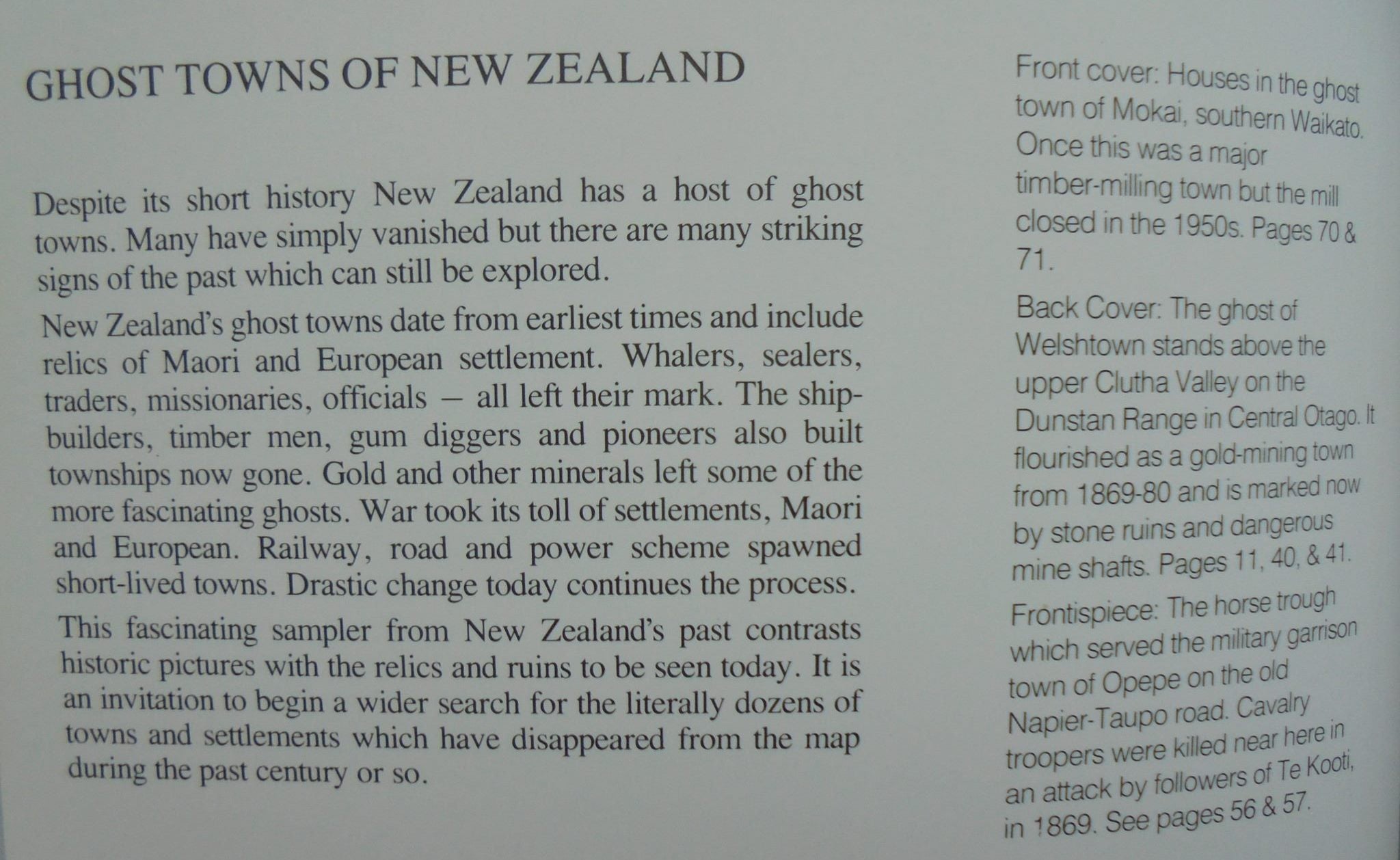 New Zealand ghost towns and glimpses of the past by Ell, Gordon.