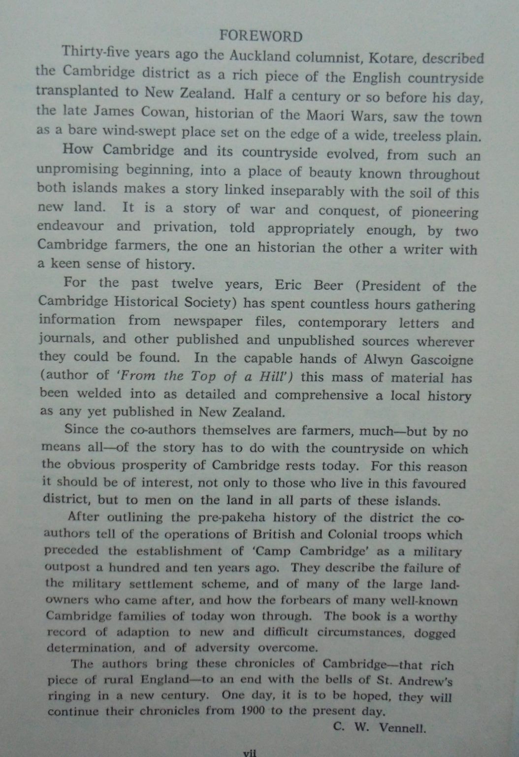 Plough of the Pakeha. A Cambridge Regional History by Eric Beer, Alwyn Gascoigne.