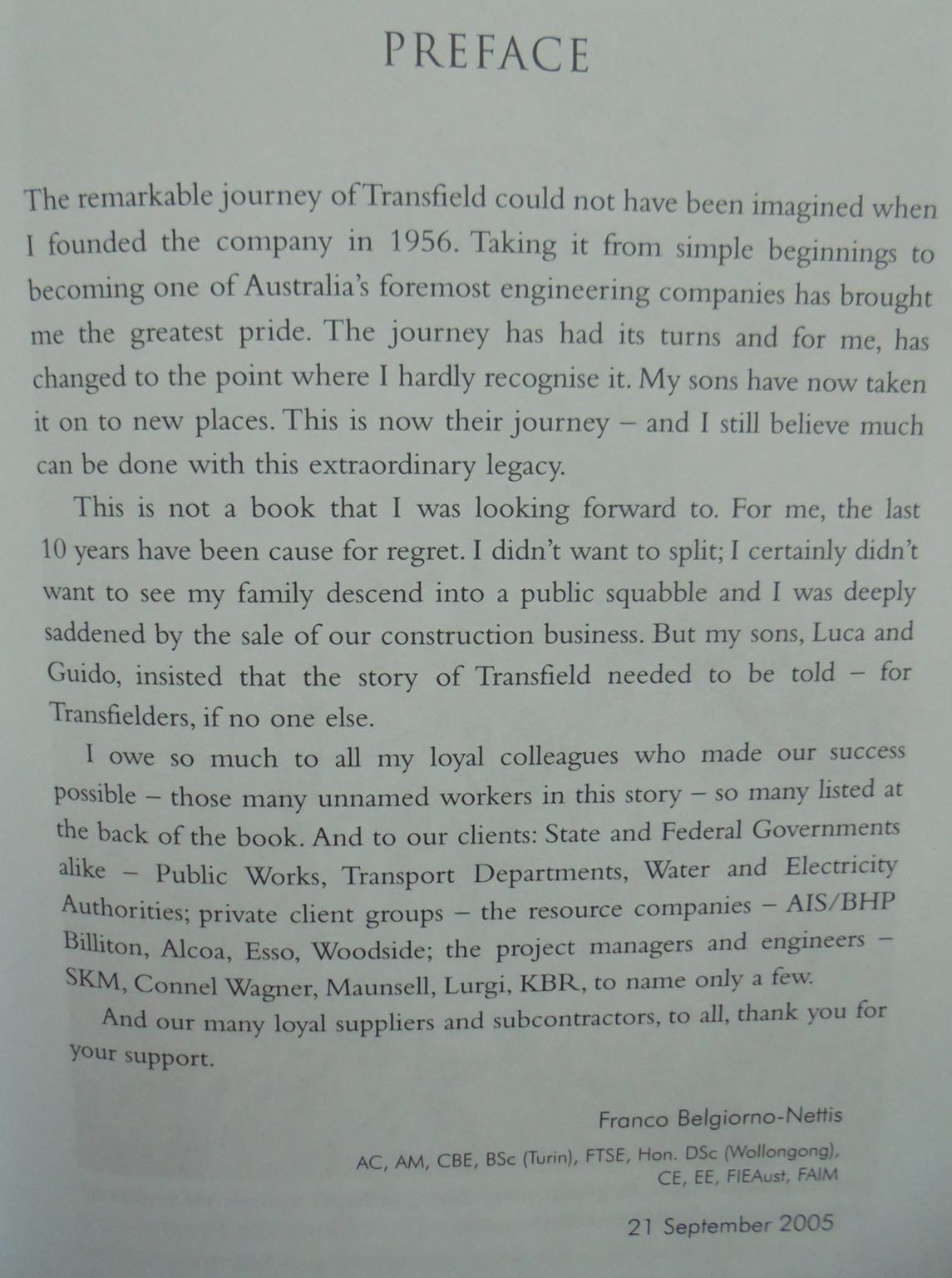 Transfield The First Fifty Years By Gianfranco Cresciani