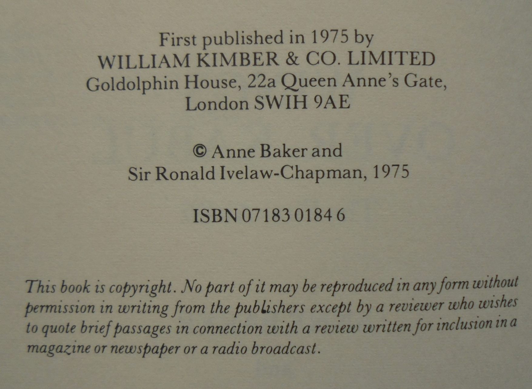 Wings Over Kabul, The First Airlift By Anne Baker and Sir Ronald Ivelaw-Chapman.