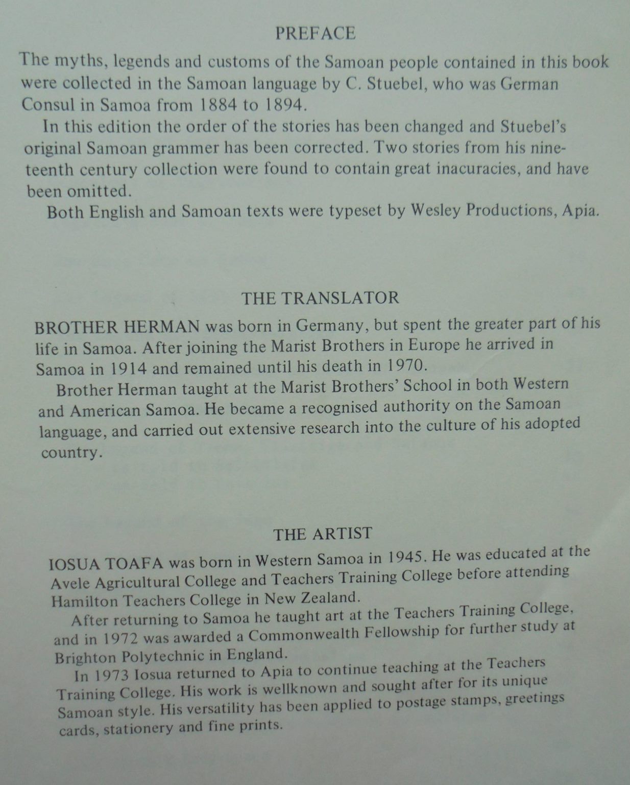 Myths and Legends of Samoa / Tala o le Vavau. In English and Samoan by C. Stuebel.