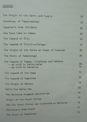 Myths and Legends of Samoa / Tala o le Vavau. In English and Samoan by C. Stuebel.