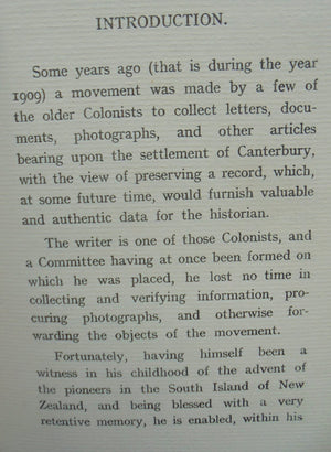 Earliest Canterbury. Reminiscences of ( Principally Banks' Peninsula ) and Its Settlers by James Hay.