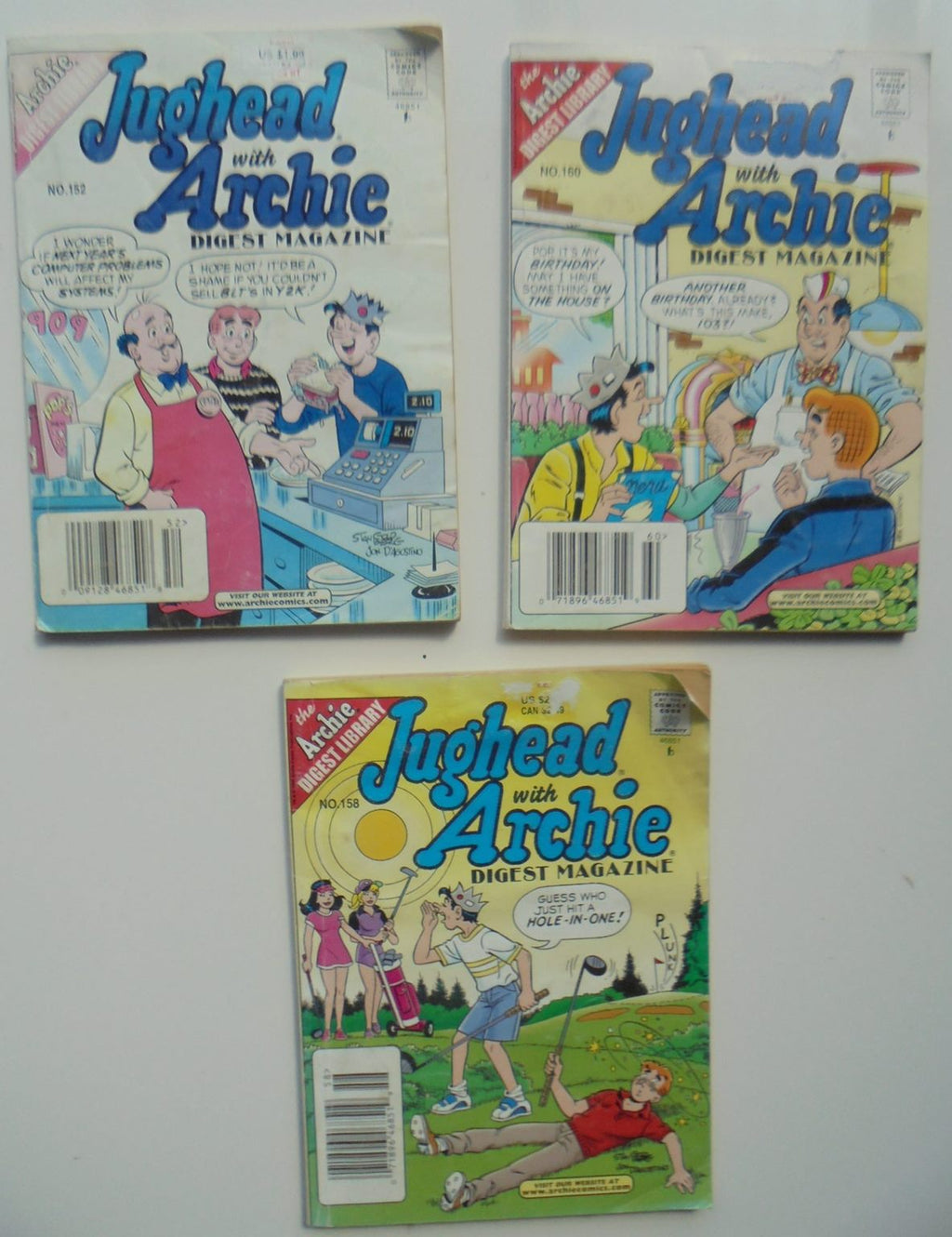 Jughead With Archie. Digest Magazine no's 152, 158, 160. (3 magazines)