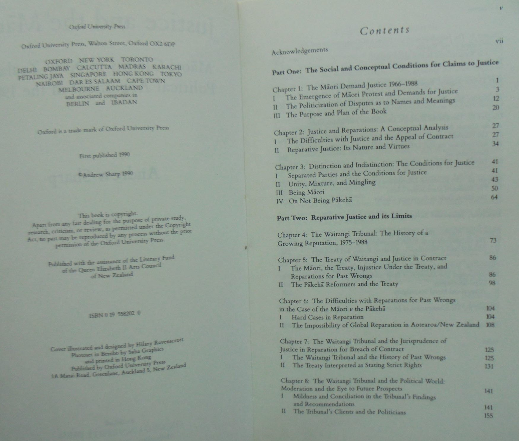 Justice and the Maori Maori Claims in New Zealand Political Argument in the 1980's By Andrew Sharp.