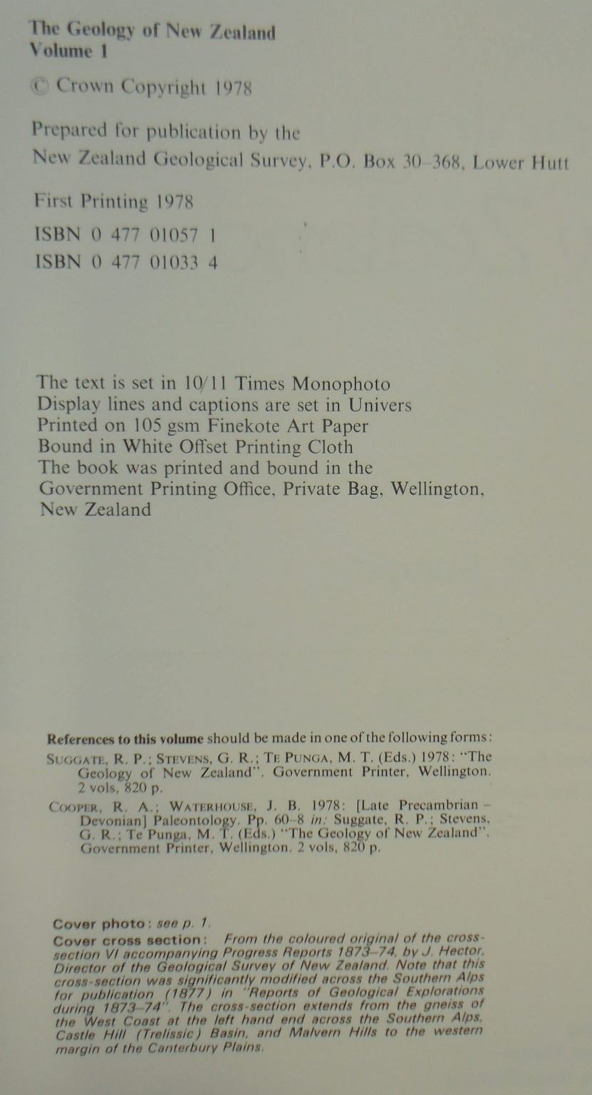 The Geology of New Zealand. 2 Volume set. BY R. P. Suggate and Graeme R. Stevens and M. T. Te Punga.