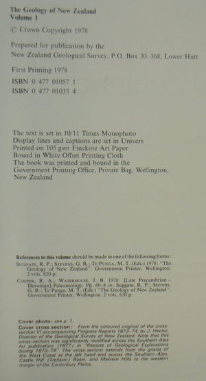 The Geology of New Zealand. 2 Volume set. BY R. P. Suggate and Graeme R. Stevens and M. T. Te Punga.