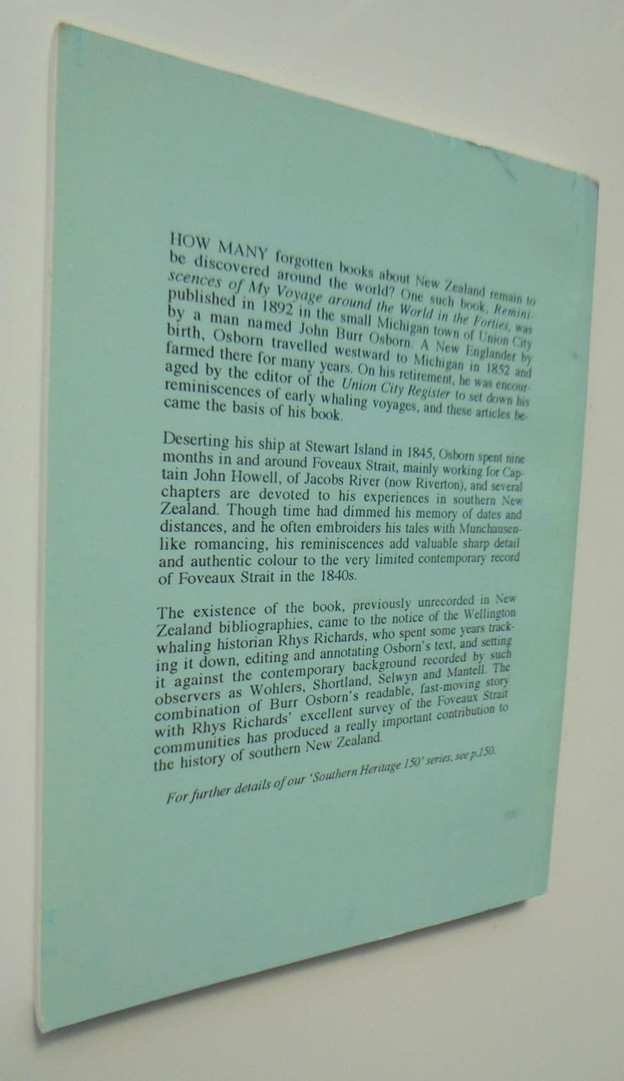 The Foveaux Whaling Yarns of Yankee Jack. Burr Osborn's Adventures in Southern New Zealand, 1845 By Rhys Richards.