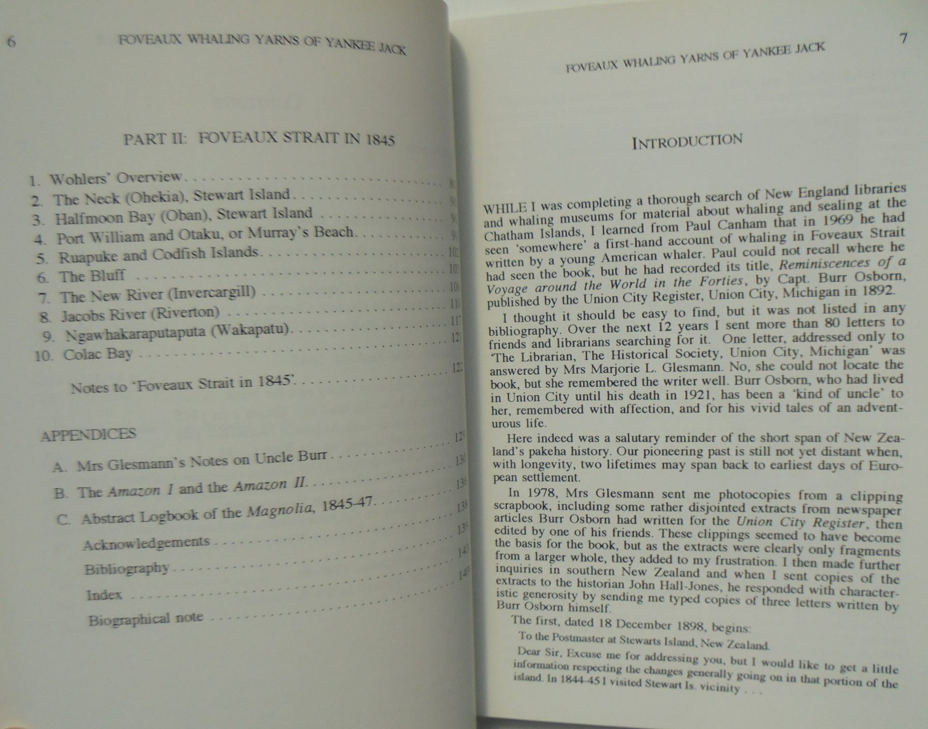 The Foveaux Whaling Yarns of Yankee Jack. Burr Osborn's Adventures in Southern New Zealand, 1845 By Rhys Richards.