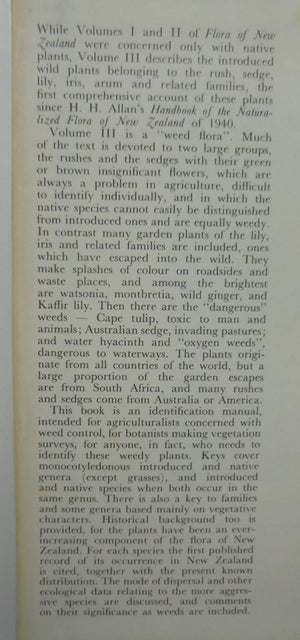 Flora of New Zealand: Volume III: Adventive Cyperaceous, Petalous & Spathaceous Monocotyledons by A J Healy, E. Edgar.