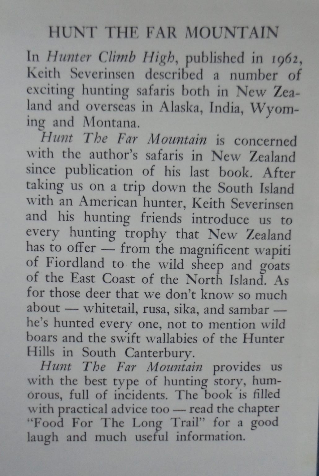 Hunt the Far Mountain By Keith Severinsen