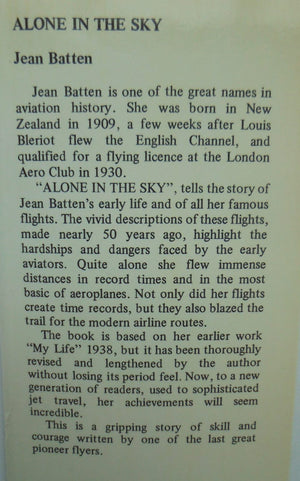 Alone in the Sky by Jean Batten. First edition