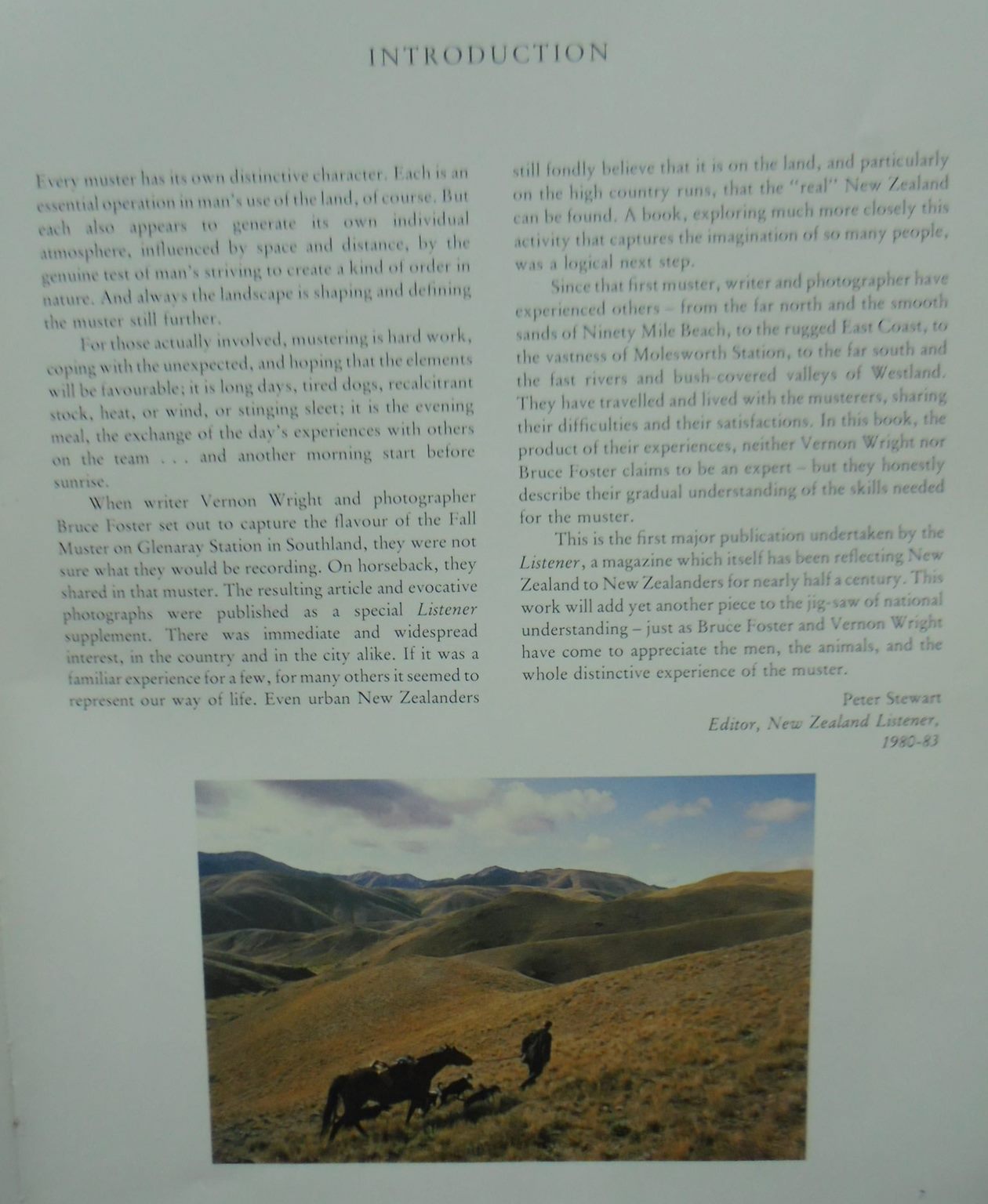 Stockman Country, a New Zealand Mustering Adventure: at Glenaray, Molesworth, Arawhata, Waipaoa & Great Northern Cattle Drive By Bruce Foster & Vernon Wright.