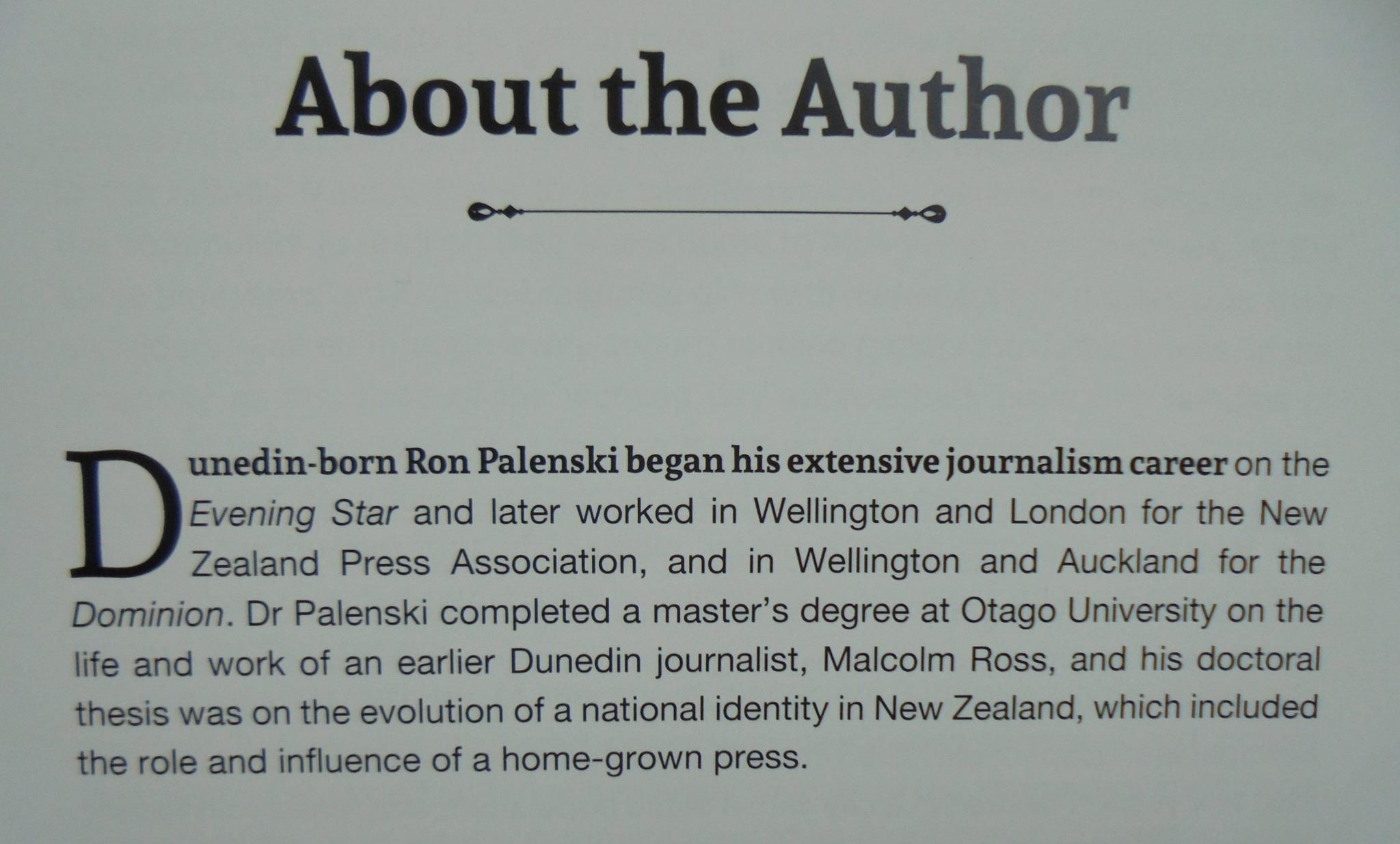 The Star of the South. A History of the Evening Star Newspaper. By Ron Palenski