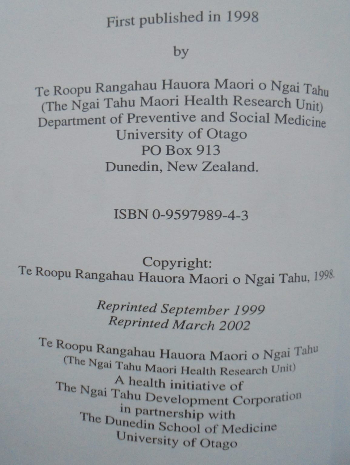 Ukaipo: The Place of Nurturing. Maori Women and Childbirth by Christine Rimene; Connie Hassan; John Broughton.