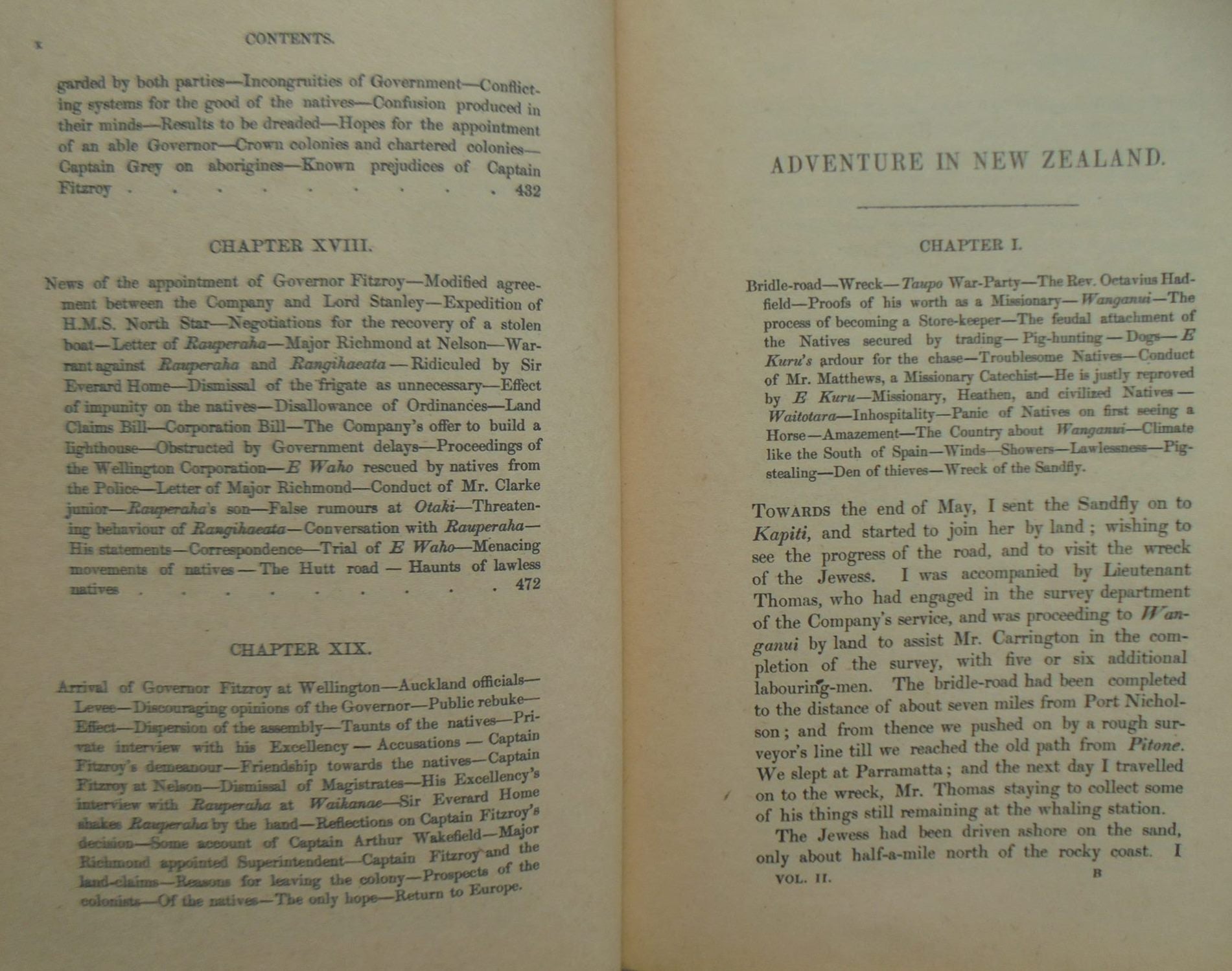 Adventure in New Zealand. from 1839 to 1844. Vol. 1 and 2 by E.J. Wakefield.