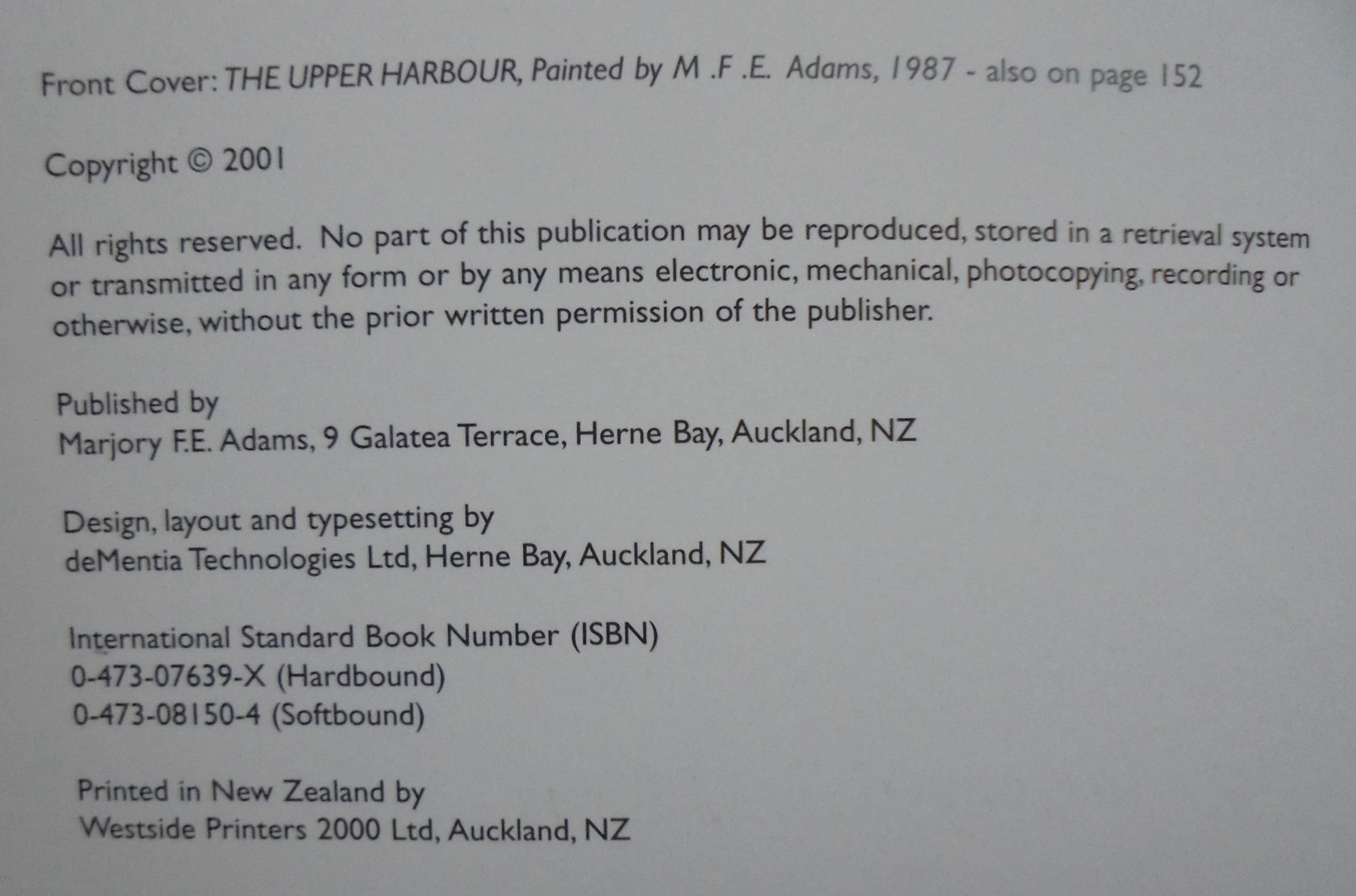 A Hundred Years in Herne Bay: Memories of a unique corner of Auckland. by Marjory F. E. Adams.