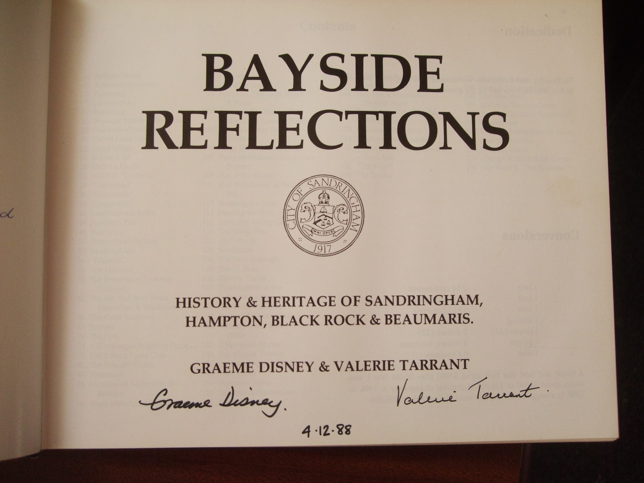 Bayside Reflections: History & Heritage Sandringham, Hampton, Black Rock SIGNED