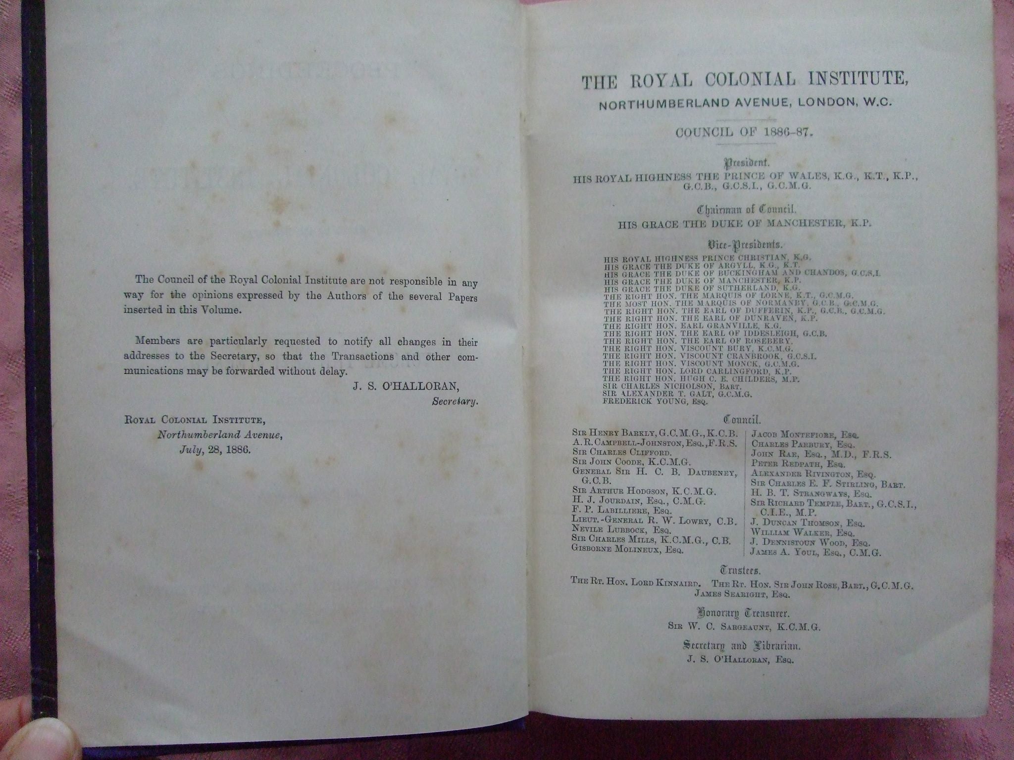 Proceedings of the Royal Colonial Institute, 2 Volumes , 1884-1886