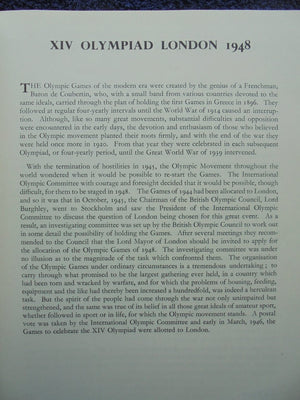 1948 London. XIV Olympiad. The Official Report of the Organising Committee